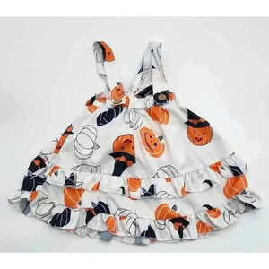 Girl's Boutique Halloween Pumpkin Overall Dress - See Description